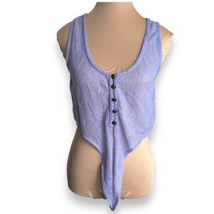 MUSTARD SEED Lavender Lace Button Front Crop Top Size M